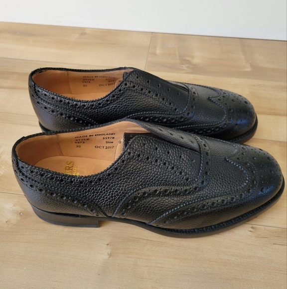 Sanders Men's US 9.5 Braemar Black Grain Leather Highland Brogue Dress Shoes - Picture 4 of 7